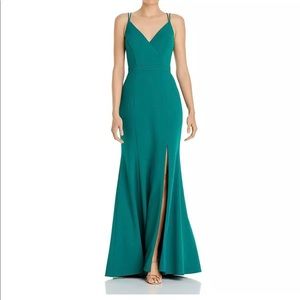 Aqua Womens Side Slit V-Neck Scuba Formal Dress